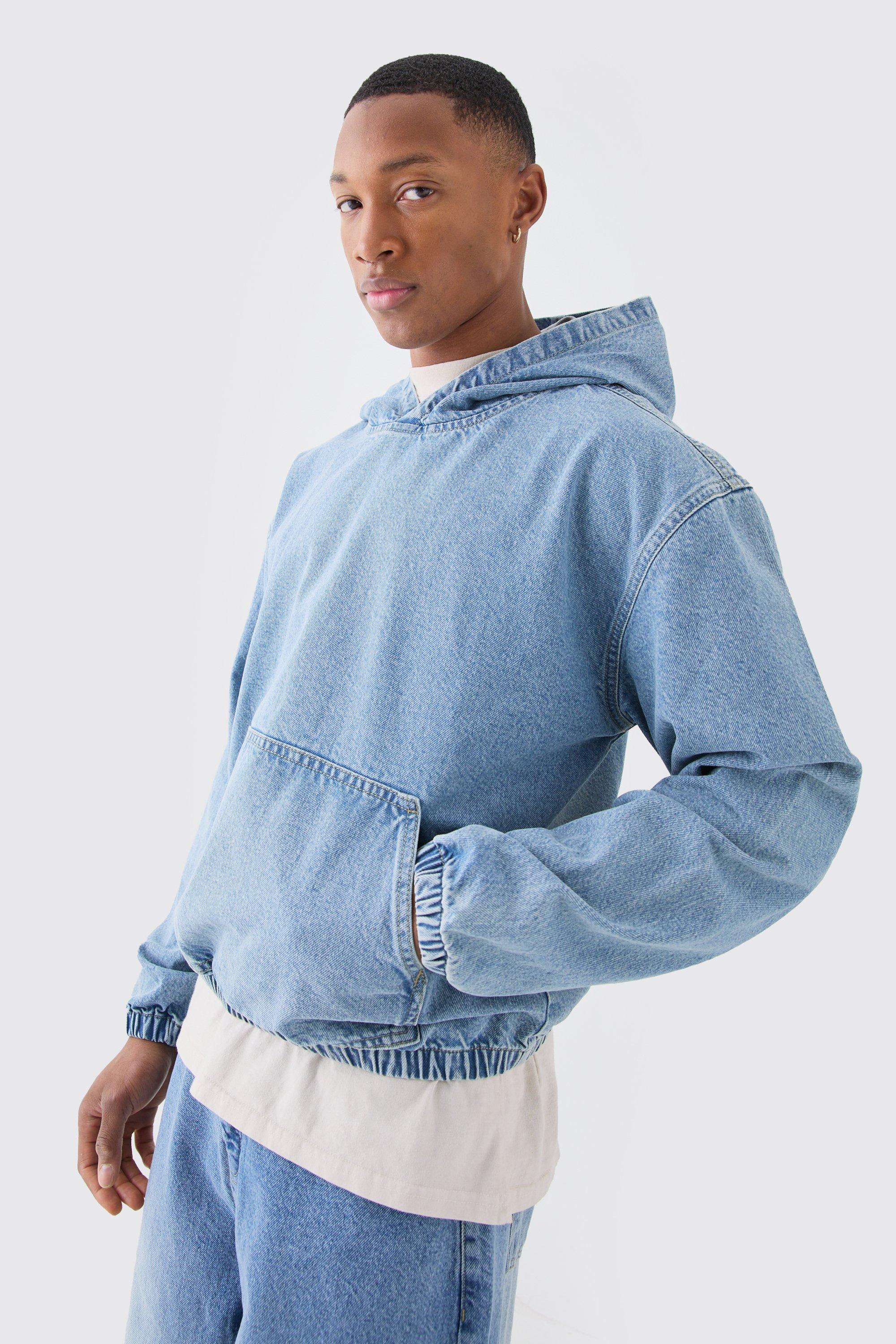 Denim hoodie clearance men